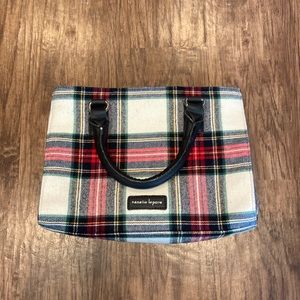 Nanette Lepore cream plaid tote purse